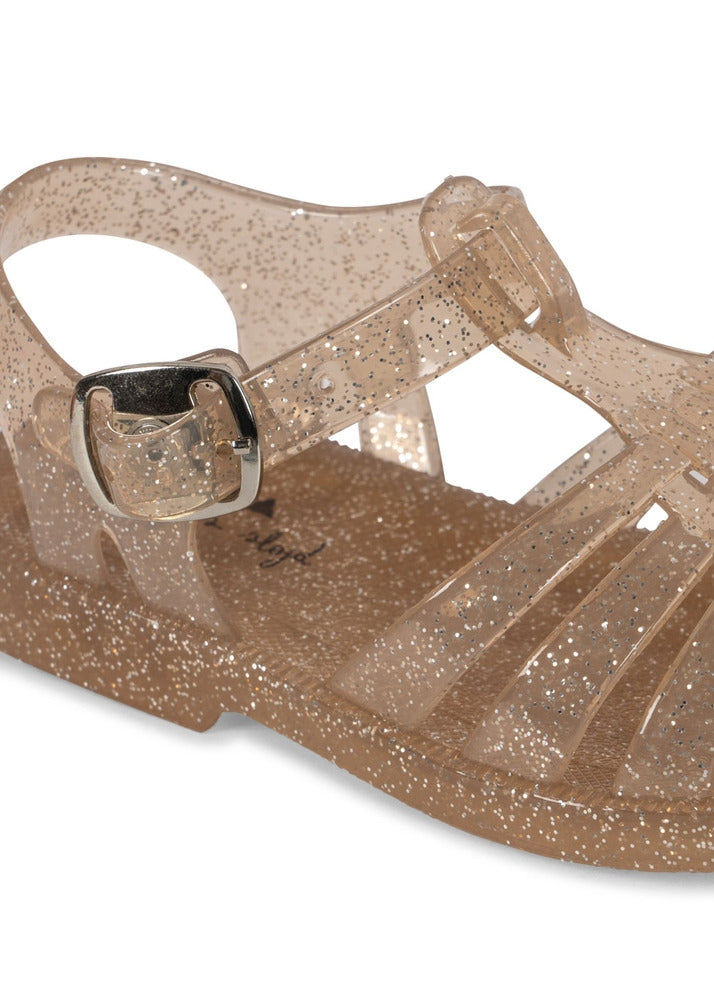 Nea glitter-sandaler med spenne Tiger's Eye str. 24 nærbilde av glitter