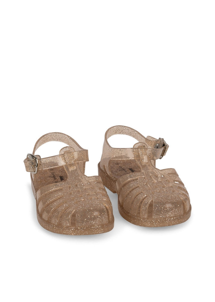 Nea glitter-sandaler med spenne Tiger's Eye str. 25 forfra