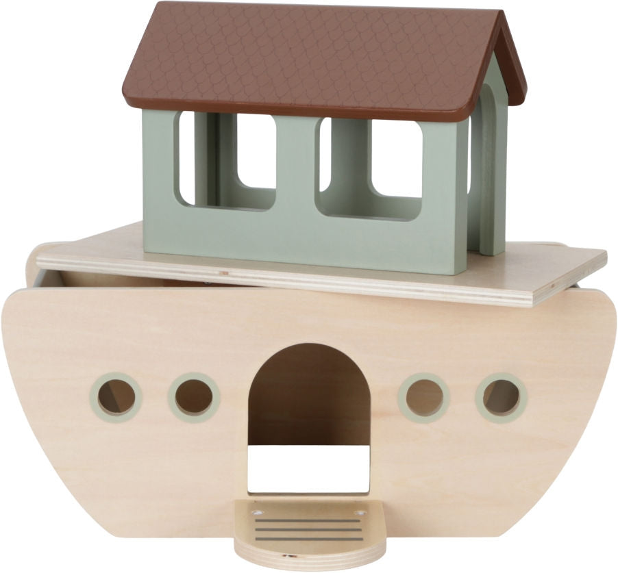 Detaljbilde av Noahs ark i tre 31 deler med dyr og figurer - Little Dutch