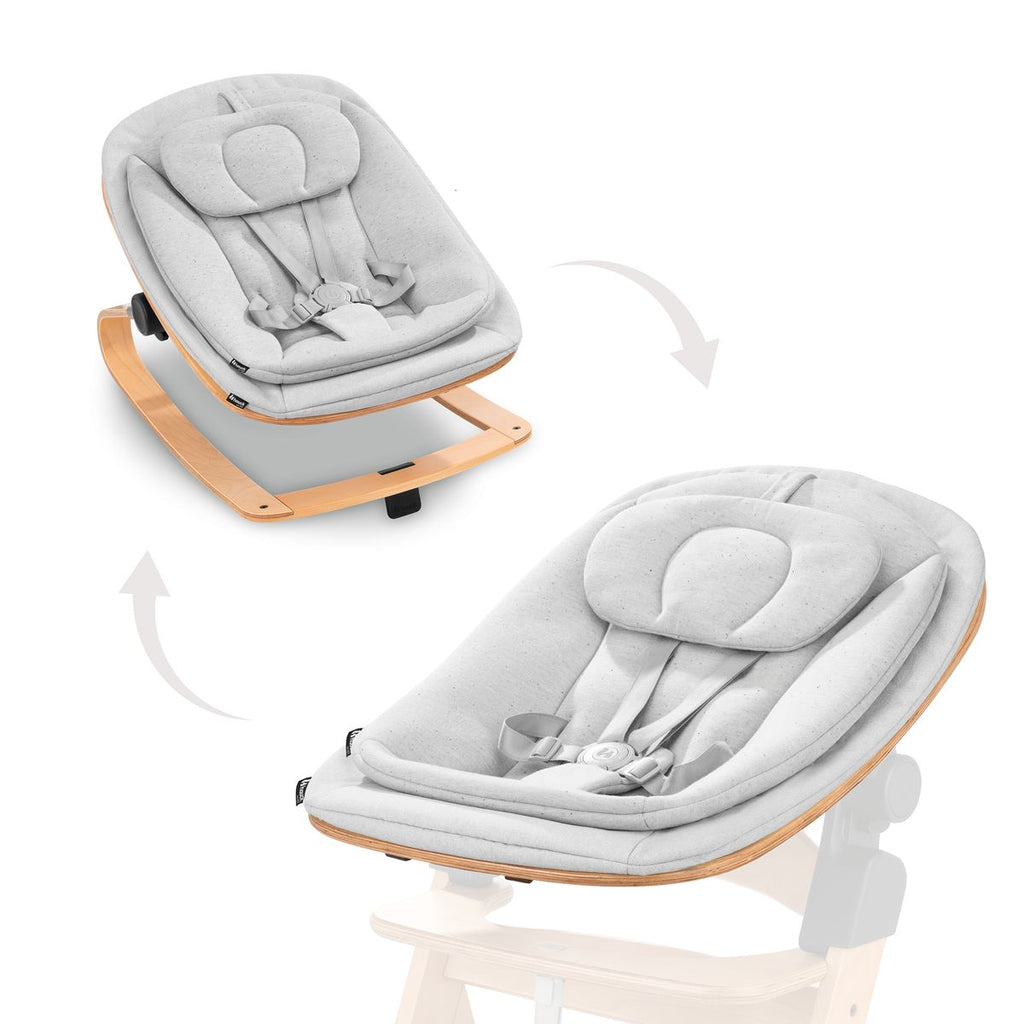 Nyfødtinnlegg og vippestol Highchair Bouncer Eco i tre forfra