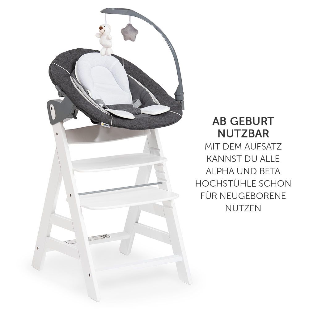 Nærbilde av justerbar ryggstøtte på Nyfødtinnsats & vippestol til Alpha barnestol 2in1 Deluxe
