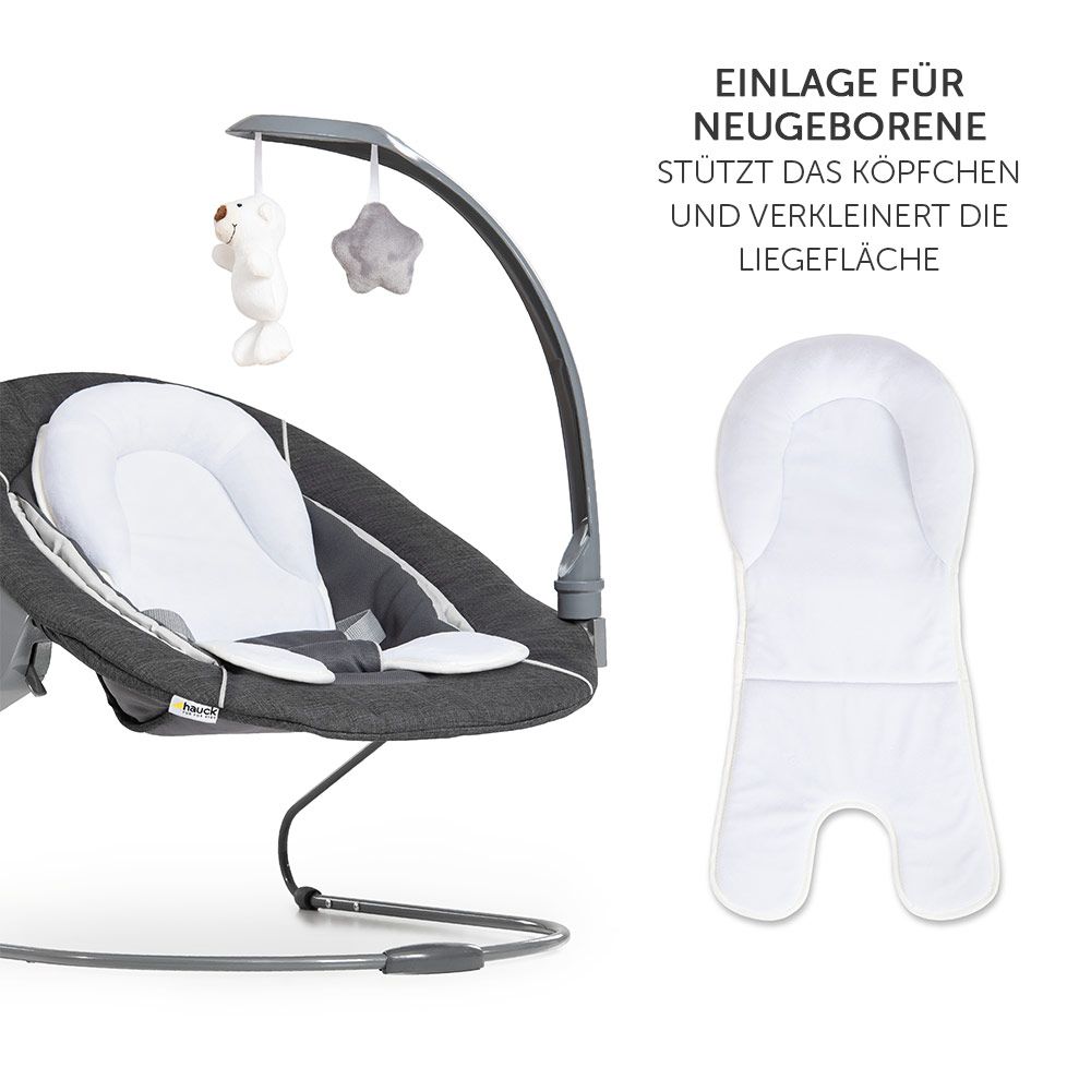 Oversikt over Nyfødtinnsats & vippestol til Alpha barnestol 2in1 Deluxe og tilbehør
