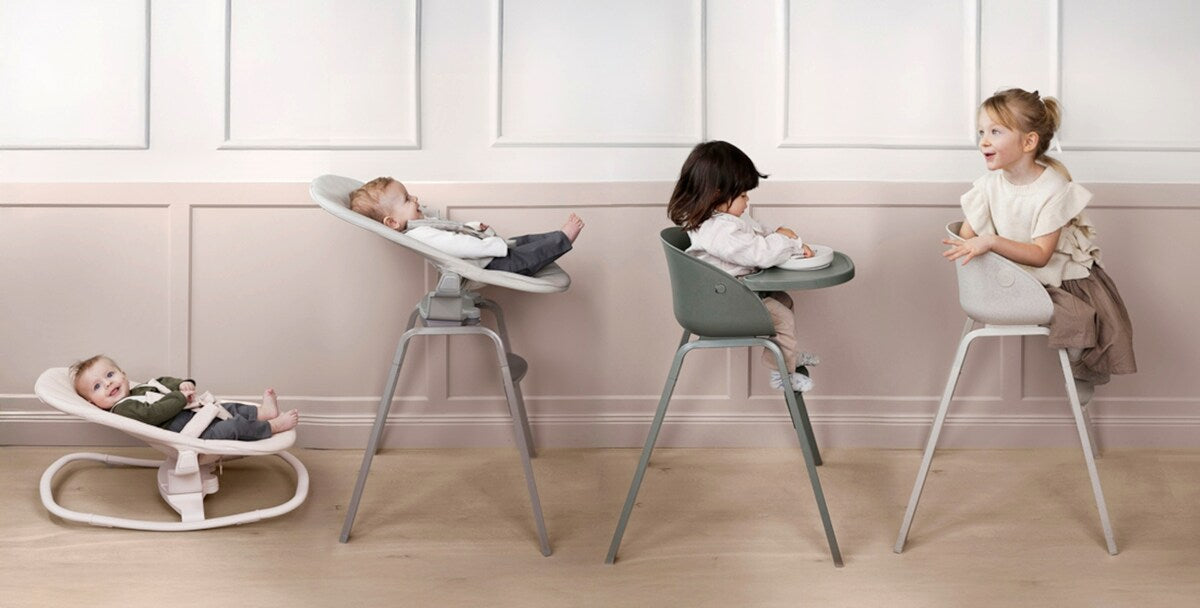 Nyfødtsete Grace Powder Pink med baby i setet