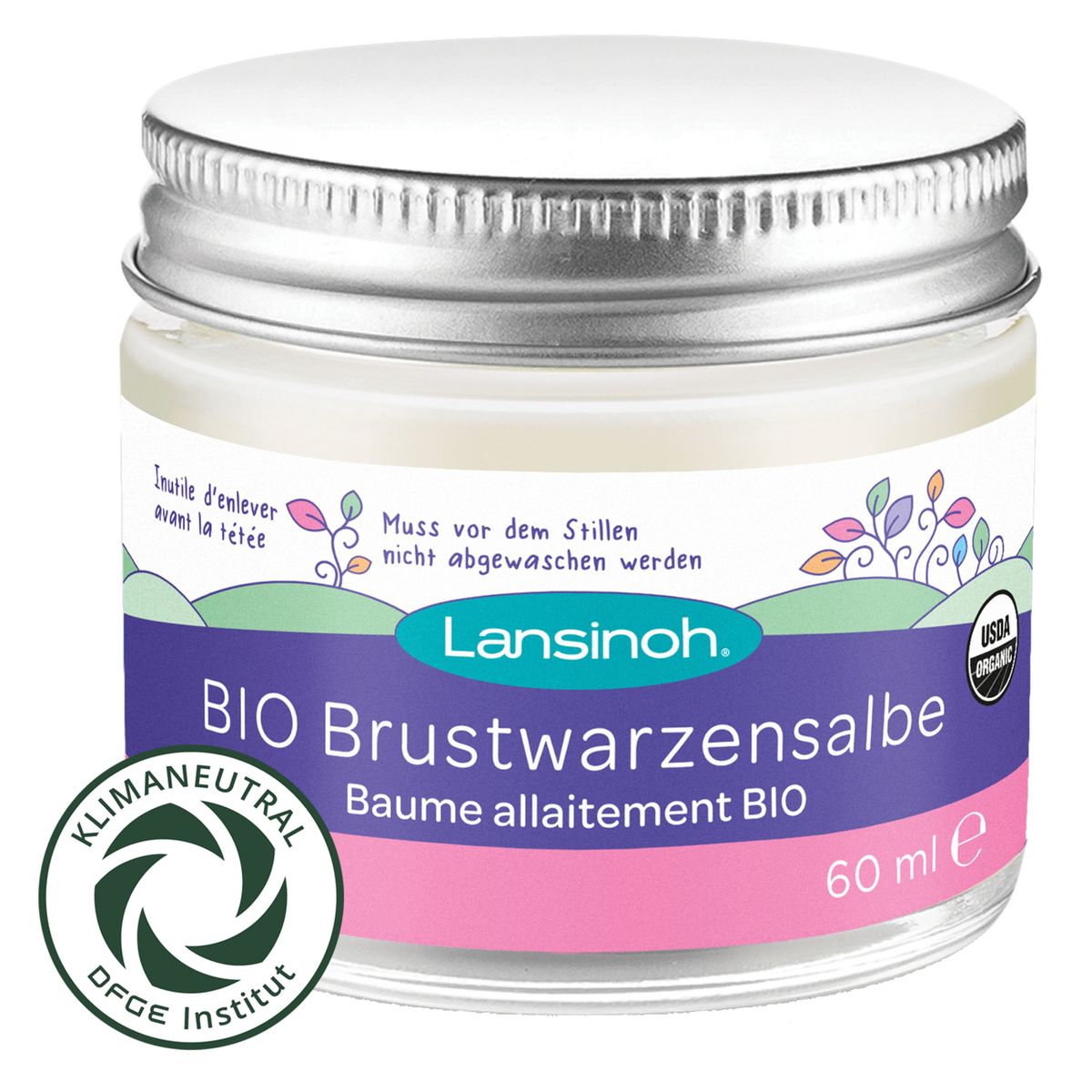 Økologisk brystvortesalve 60 ml uten parfyme Lansinoh forside