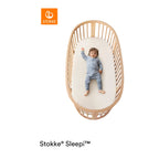 Nærbilde av materialet i ombyggingssett for babyseng Sleepi Mini i bøk