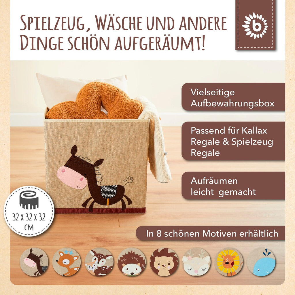 Oppbevaringsboks for barn eselmotiv bakside