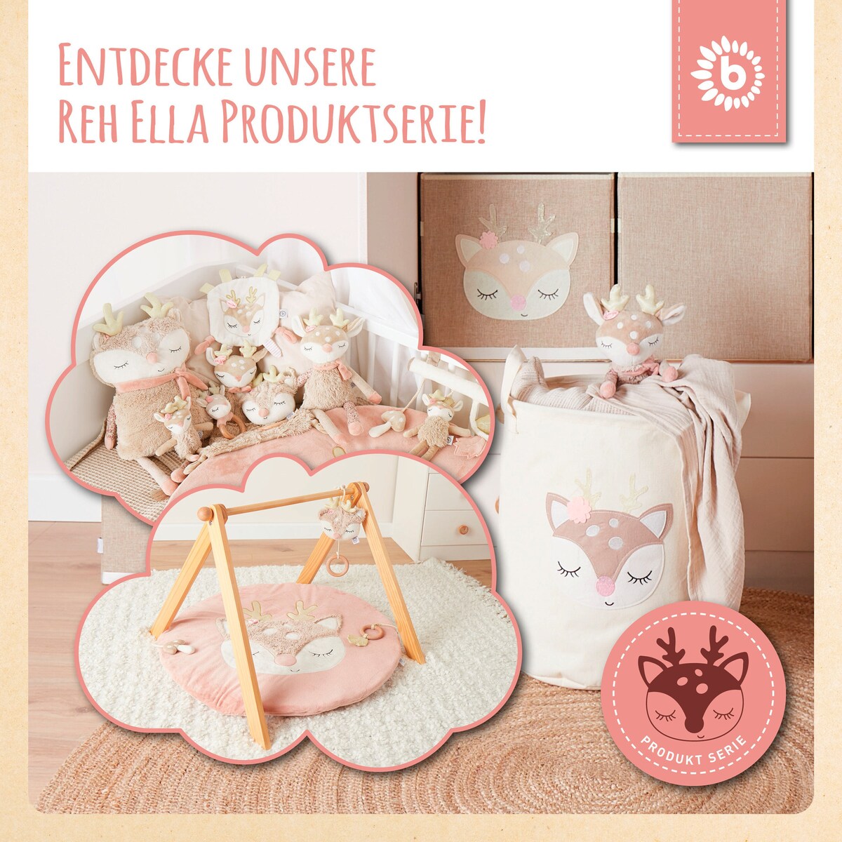 Oppbevaringsboks for barn Reh Ella 33x33x33 cm foldet sammen