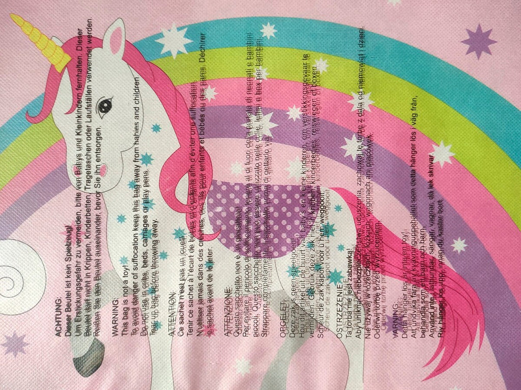 Oppbevaringsboks med lokk enhjørning 60x30x35 cm rosa polyester