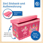 Oppbevaringsboks med lokk for barn prinsesse 60x30x36 cm montert i barnerom