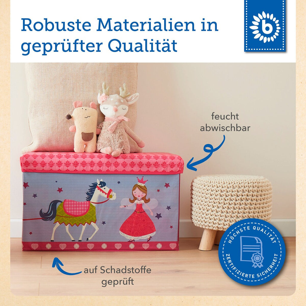 Oppbevaringsboks med lokk for barn prinsesse 60x30x36 cm foldet sammen