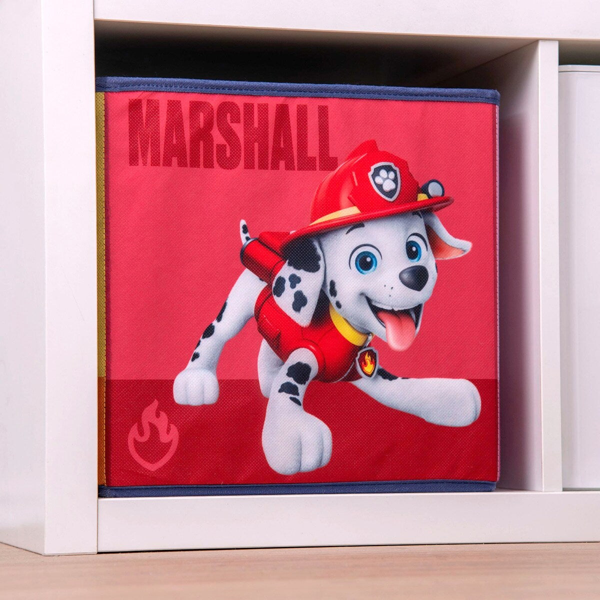 Detalj av Paw Patrol-motiv på oppbevaringsboks