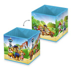 Nærbilde av materiale på oppbevaringsboks Paw Patrol