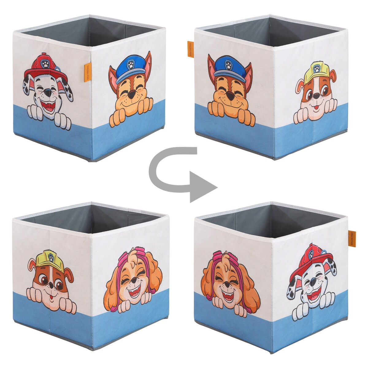 Oppbevaringsbokser 2-delt sett Paw Patrol 27x27 cm bakside