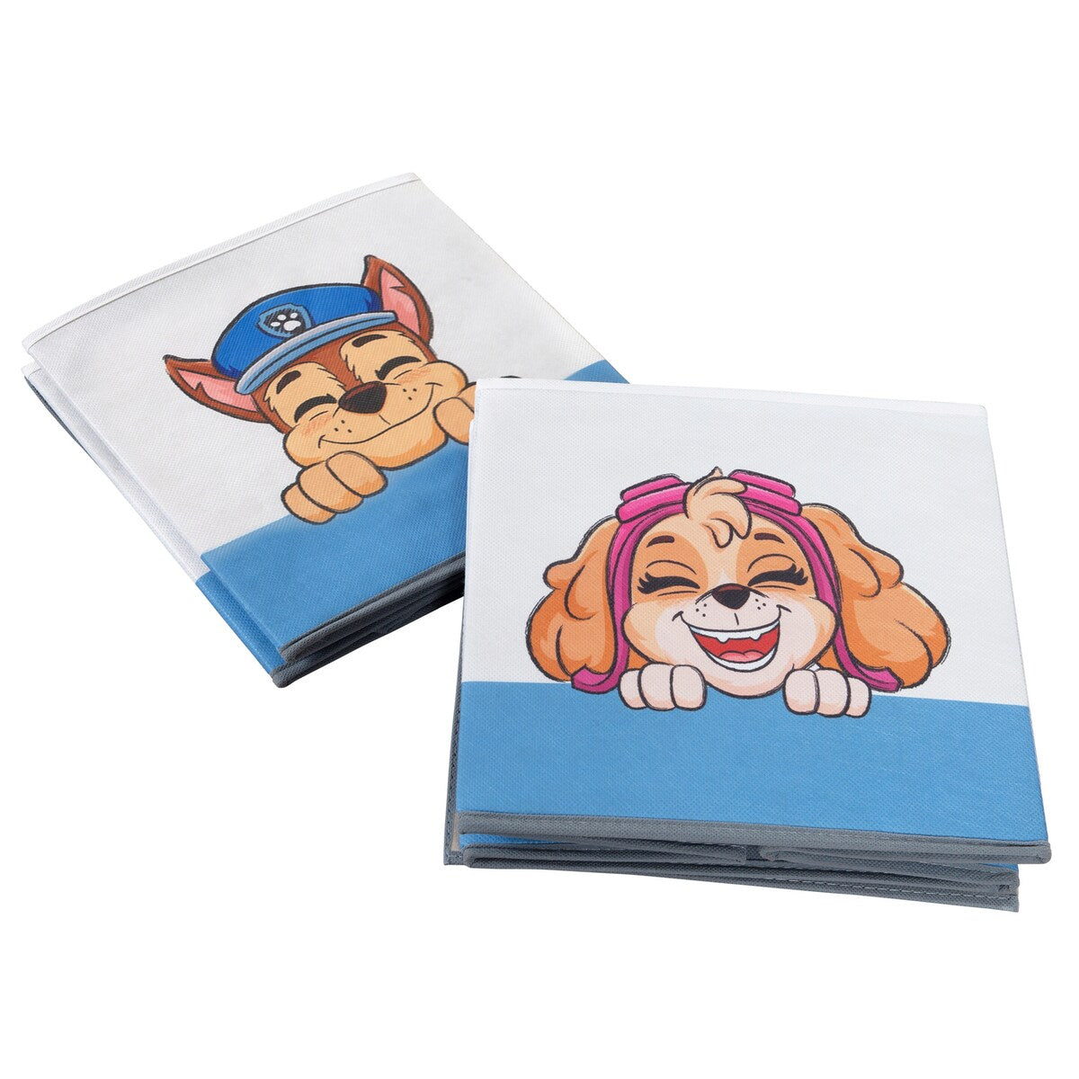 Oppbevaringsbokser 2-delt sett Paw Patrol 27x27 cm pakket opp
