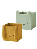 Oppbevaringsbokser 2-pakning musselin 29x29x29 cm forfra