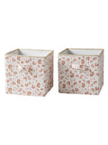 Oppbevaringsbokser 2-pk bomull 28x28x28 cm folkloreblomster forfra