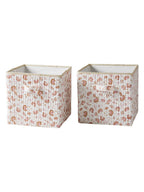 Oppbevaringsbokser 2-pk bomull 28x28x28 cm folkloreblomster forfra