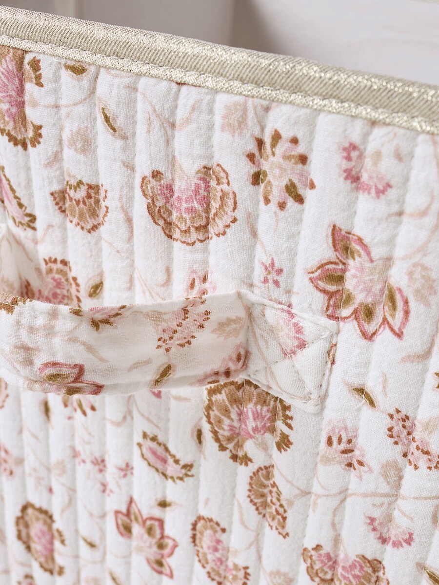 Oppbevaringsbokser 2-pk bomull 28x28x28 cm folkloreblomster detalj av mønster