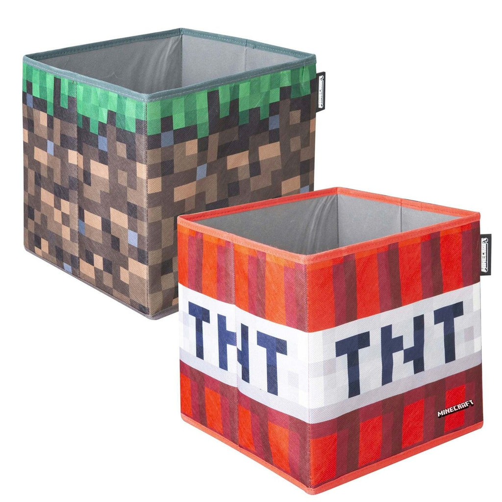 Oppbevaringsbokser 2er sett, sammenleggbare, canvas MINECRAFT forside