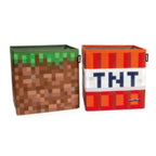 Oppbevaringsbokser 2er sett, sammenleggbare, canvas MINECRAFT detalj av sømmer