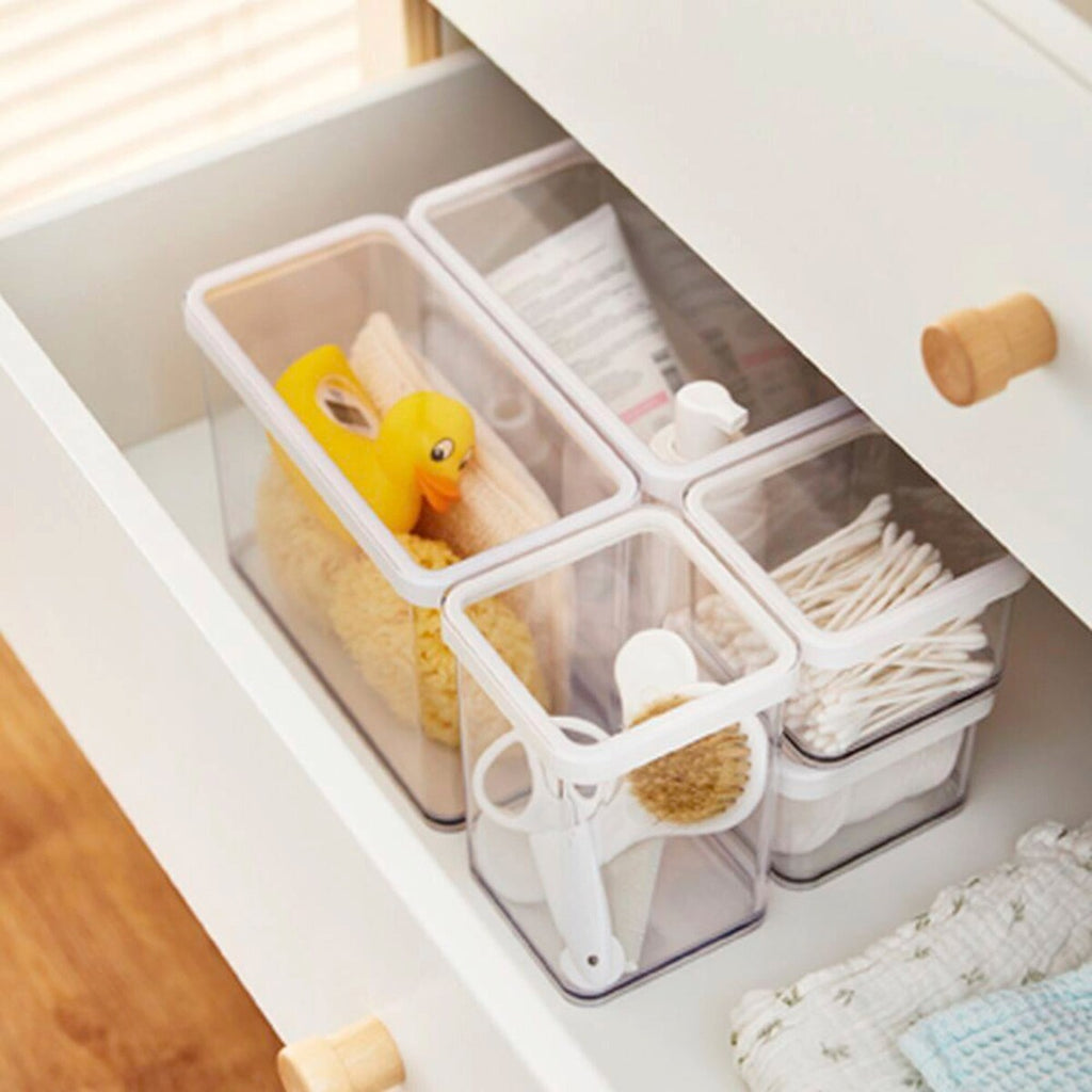Nærbilde av transparent materiale på Oppbevaringsbokser PINA sett 2, 5 deler