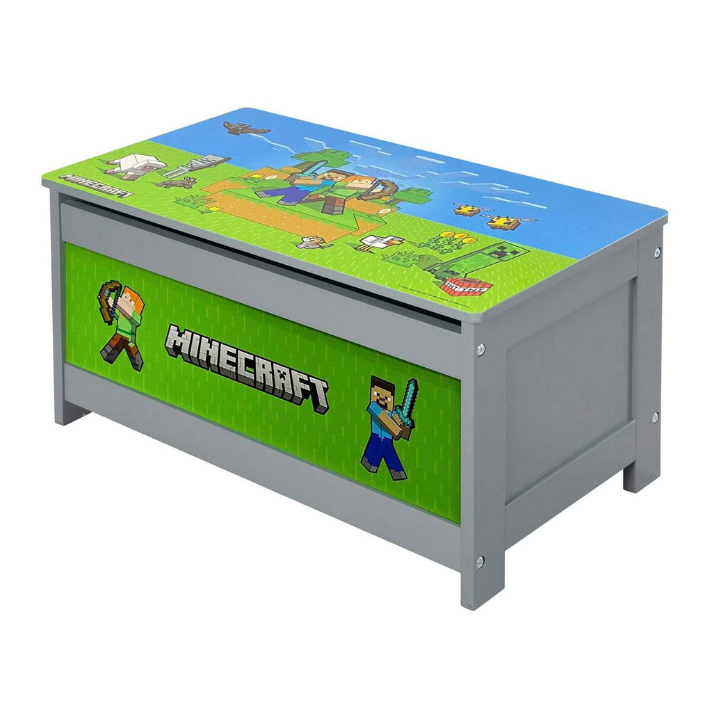 Oppbevaringskiste og sittebenk MINECRAFT i MDF forfra