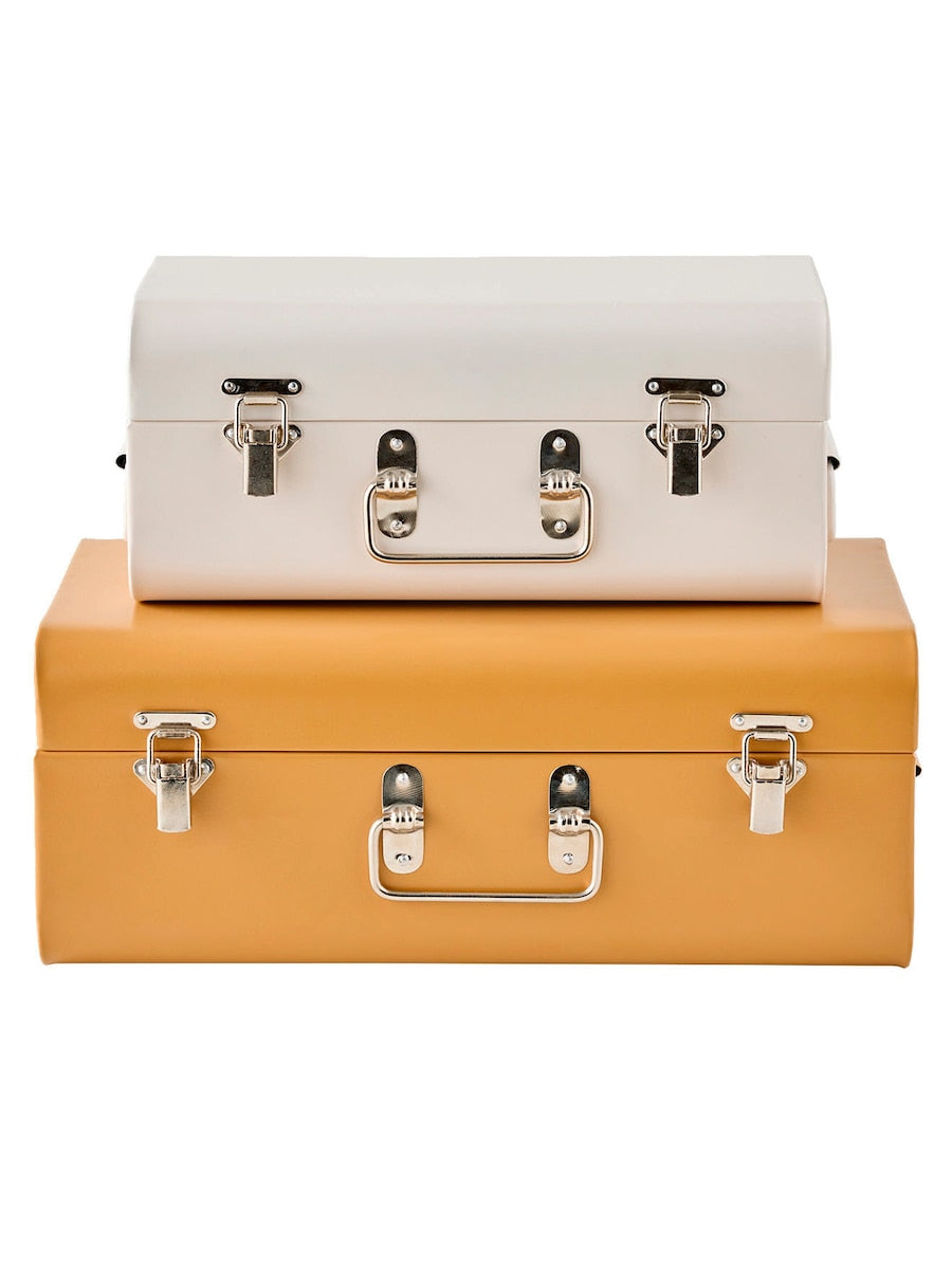 Oppbevaringskofferter 2-pk i metall vintage-stil pakket med leker