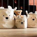 Oppbevaringskurv 3-pakning Teddy til barnerom nærbilde materiale