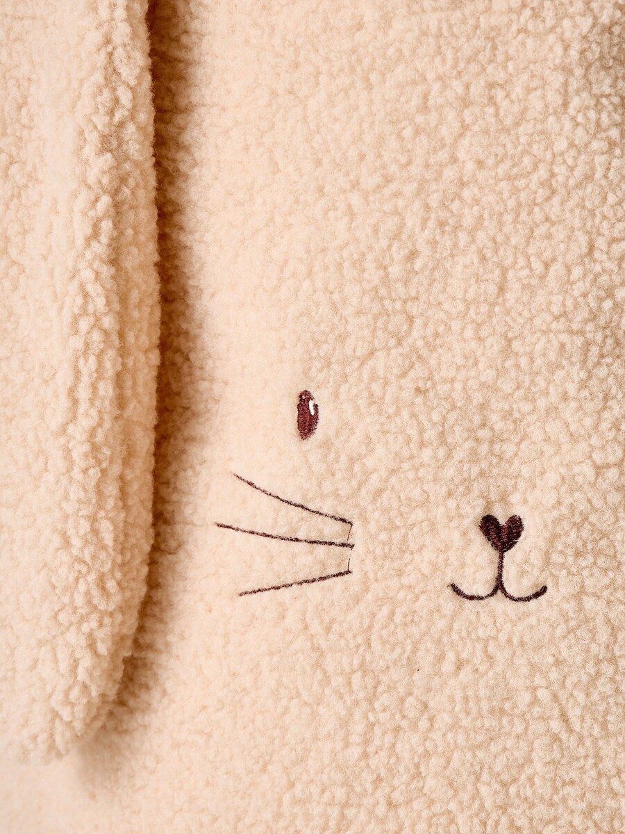Oppbevaringskurv kanin teddyfleece 40x50 cm detalj av kaninansikt