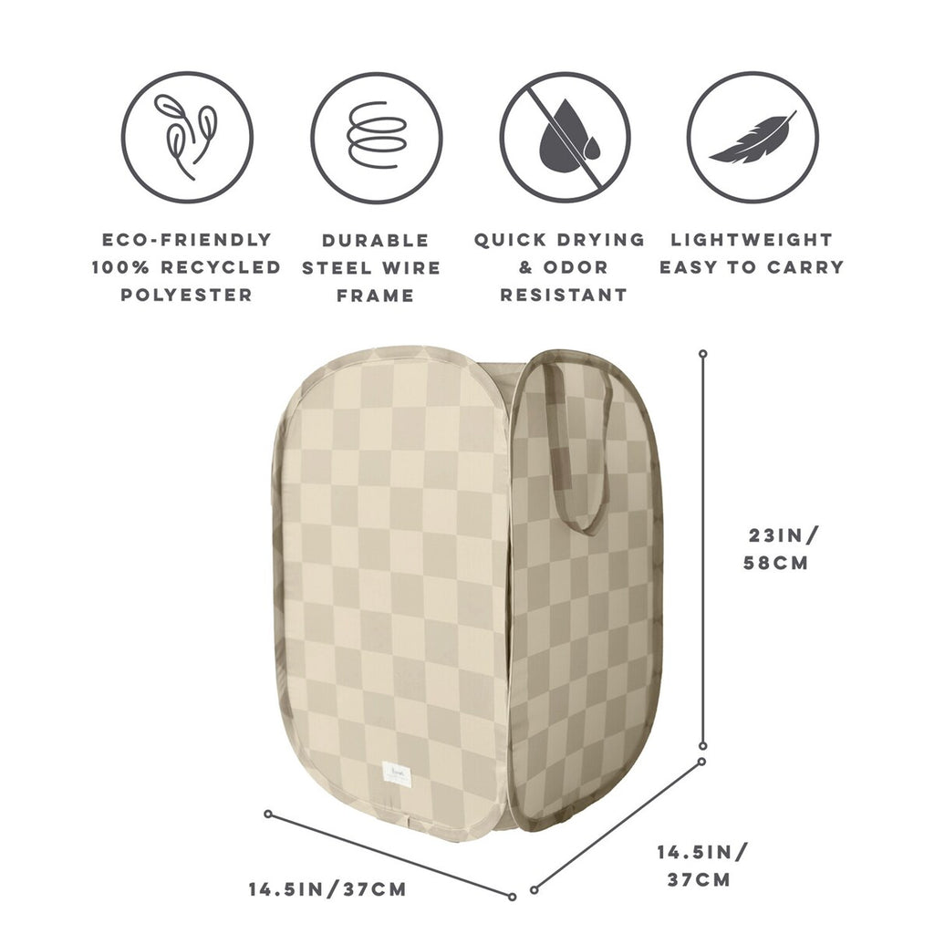 Oppbevaringskurv pop-up resirkulert polyester 37x27x85 cm montert i barnerom