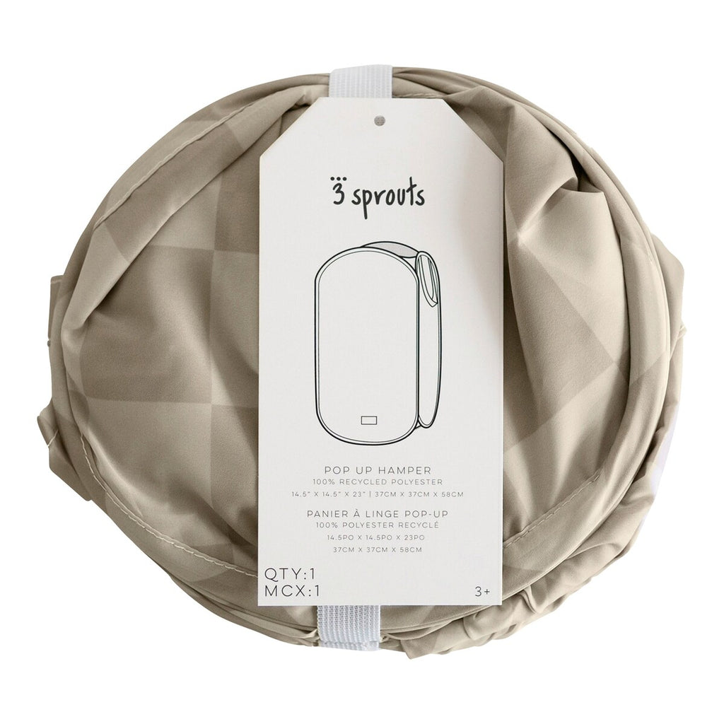 Oppbevaringskurv pop-up resirkulert polyester 37x27x85 cm fylt med leker