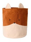Oppbevaringskurv rev i teddyfleece 50 cm høy forfra