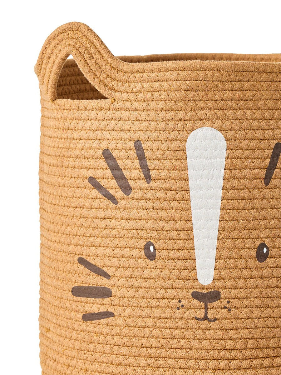 Oppbevaringskurv XL i bomullstau tiger 35x45 cm detalj av tigerprint