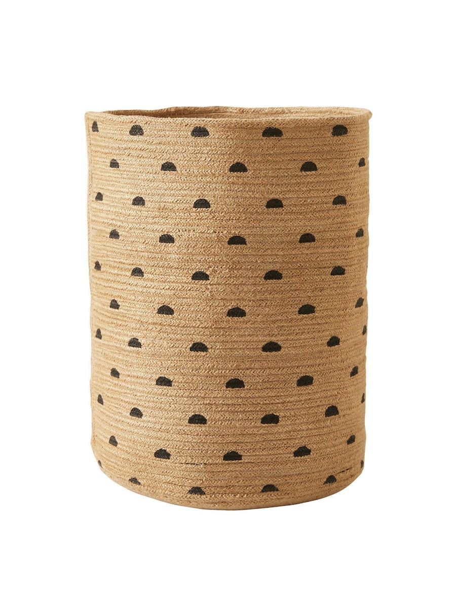 Oppbevaringskurv XL i jute ETHNIC 48 cm høy forfra
