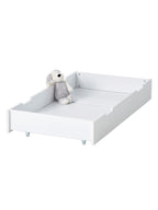 Detalj av oppbevaringsskuff for babyseng MDF hvit