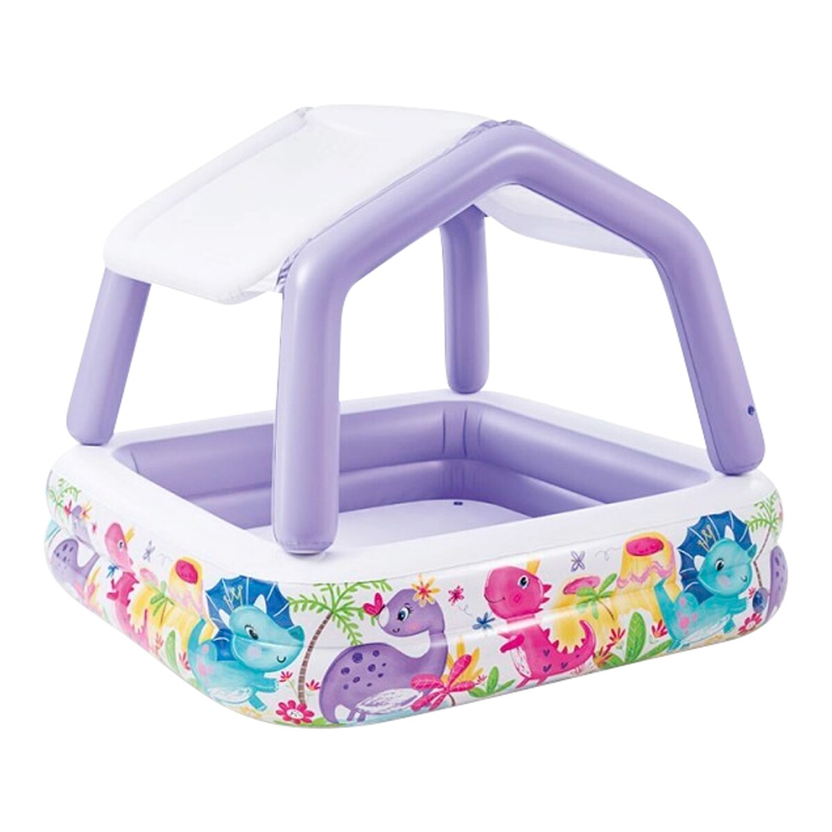 Oppblåsbart basseng Sun Shade med soltak 157x157x122 cm forfra