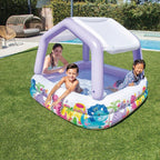 Oppblåsbart basseng Sun Shade med soltak 157x157x122 cm bakside