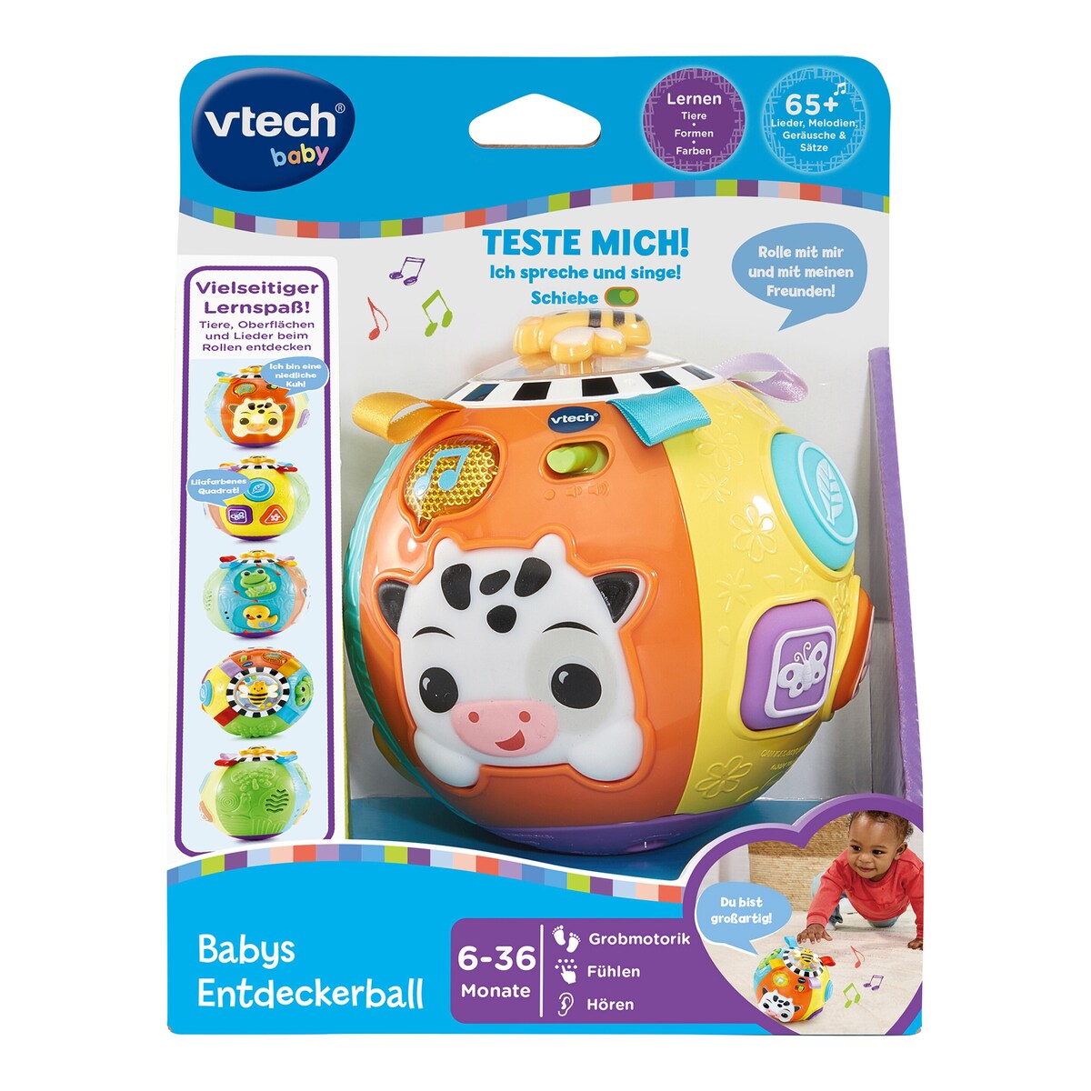 Oppdagelsesball med 3 spillmoduser for baby - Vtech med formentaster