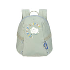 Outdoor barnehagsekk Cloud lys khaki med bryststropp forfra