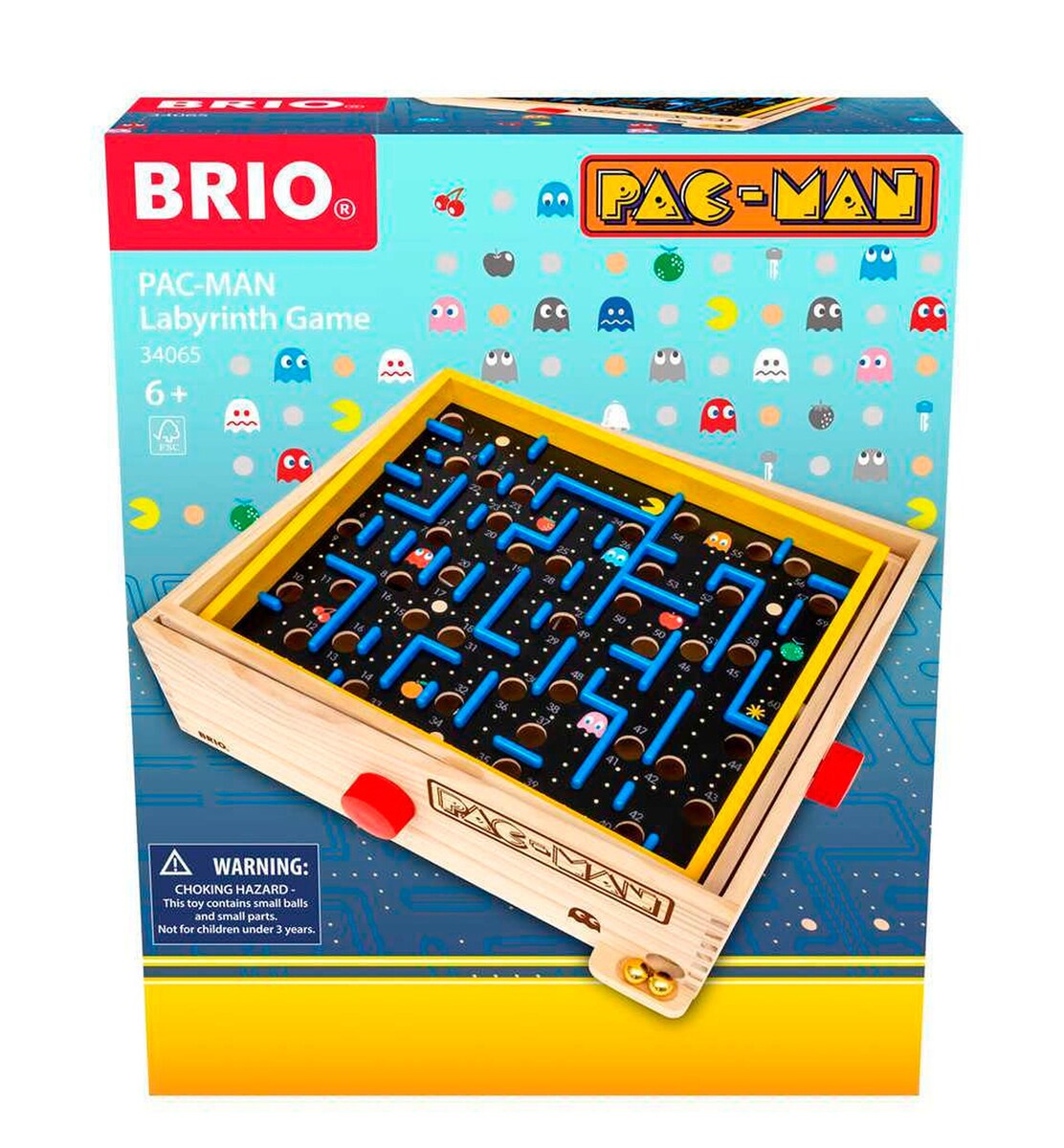 PAC-MAN labyrintspill i tre med retrostil montert på bord