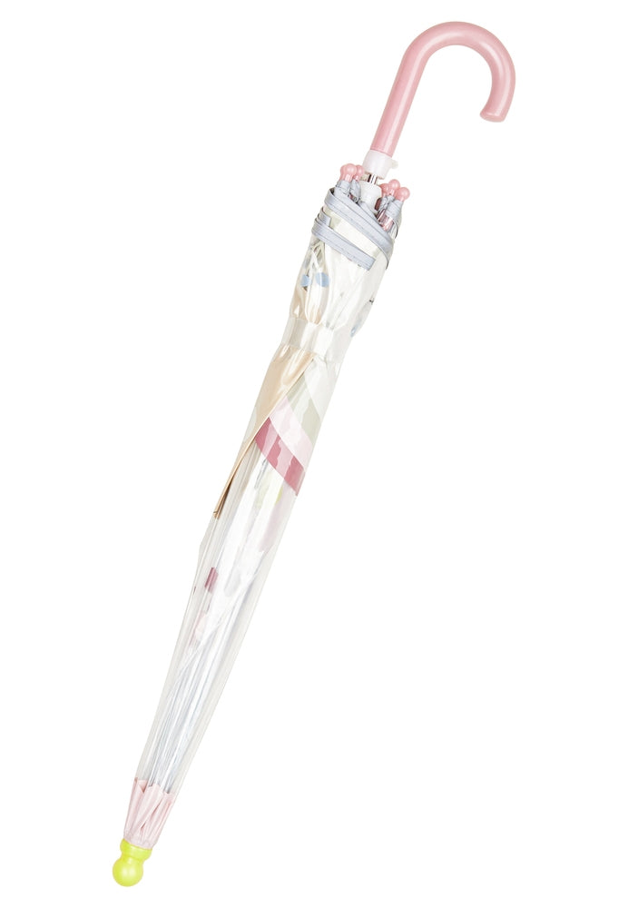 Nærbilde av kaninmotiv på Paraply Hanni transparent med refleks for barn