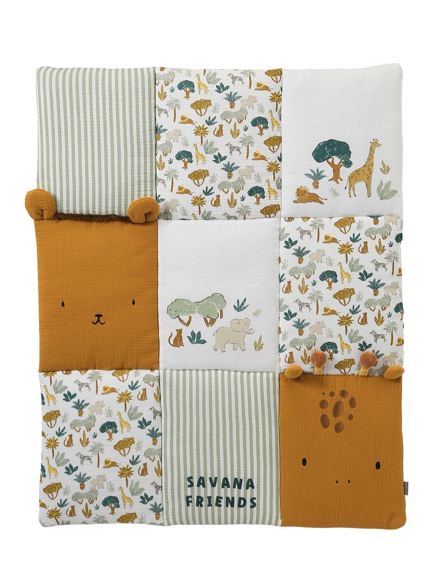 Montert Patchwork leketeppe lekegrindinnlegg SAVANNE i lekegrind