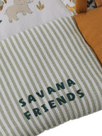 Oversikt av Patchwork leketeppe lekegrindinnlegg SAVANNE musselin