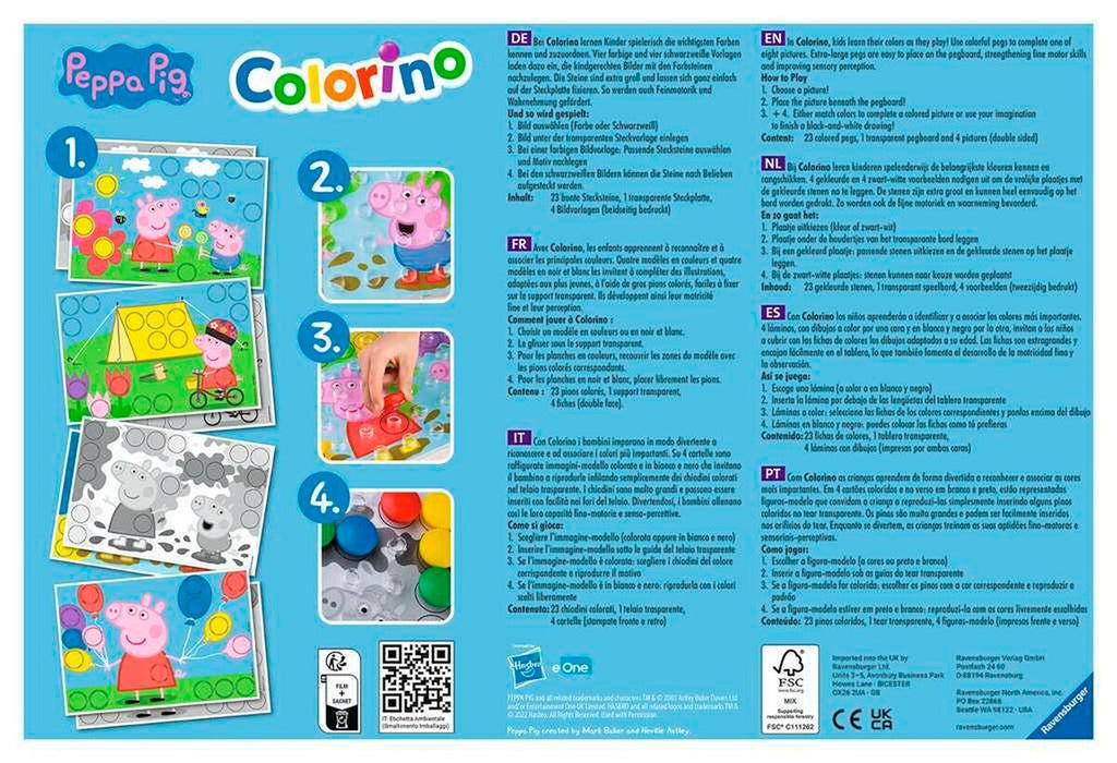 Peppa Pig Colorino fargespill bakside med bildeforsider