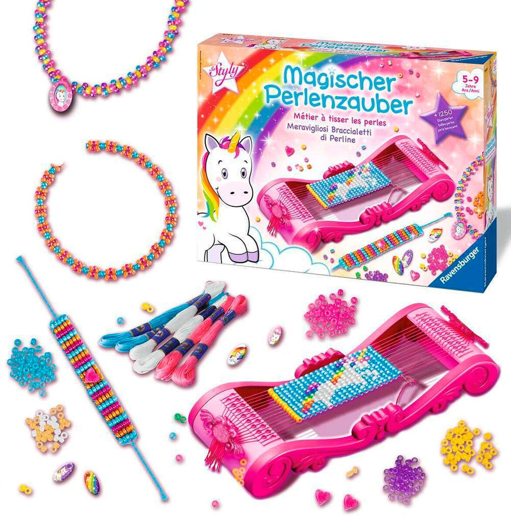 Detalj av perler i Perlearmbånd hobbysett med veveramme fra 5 år