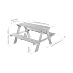 Piknikbord for barn Outdoor Deluxe massivtre 89x84,5 cm detalj av treverk