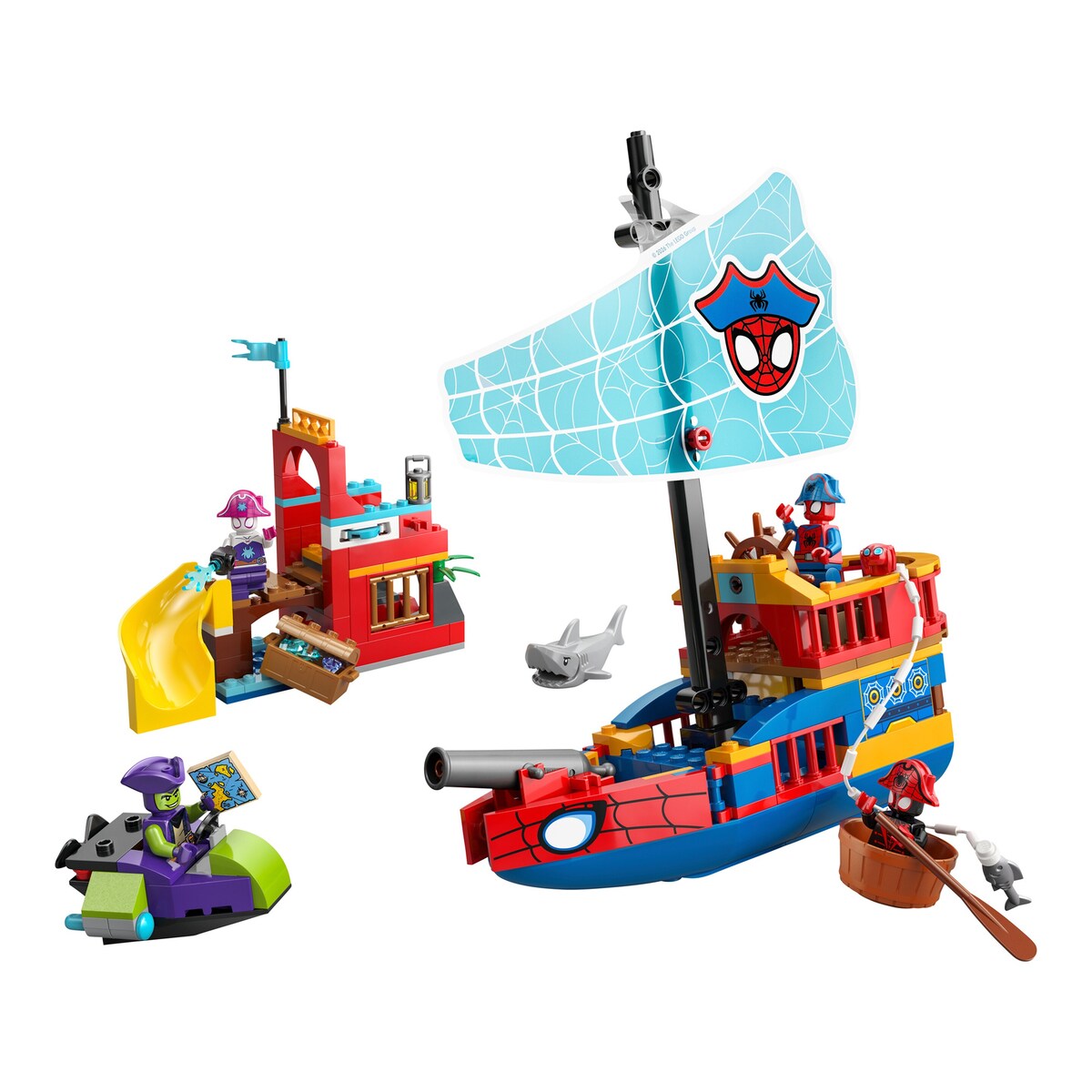 Baksiden av Piratskip fra Spideys team med rutsjebane