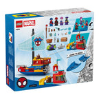Nærbilde av LEGO minifigurer i Piratskip fra Spideys team