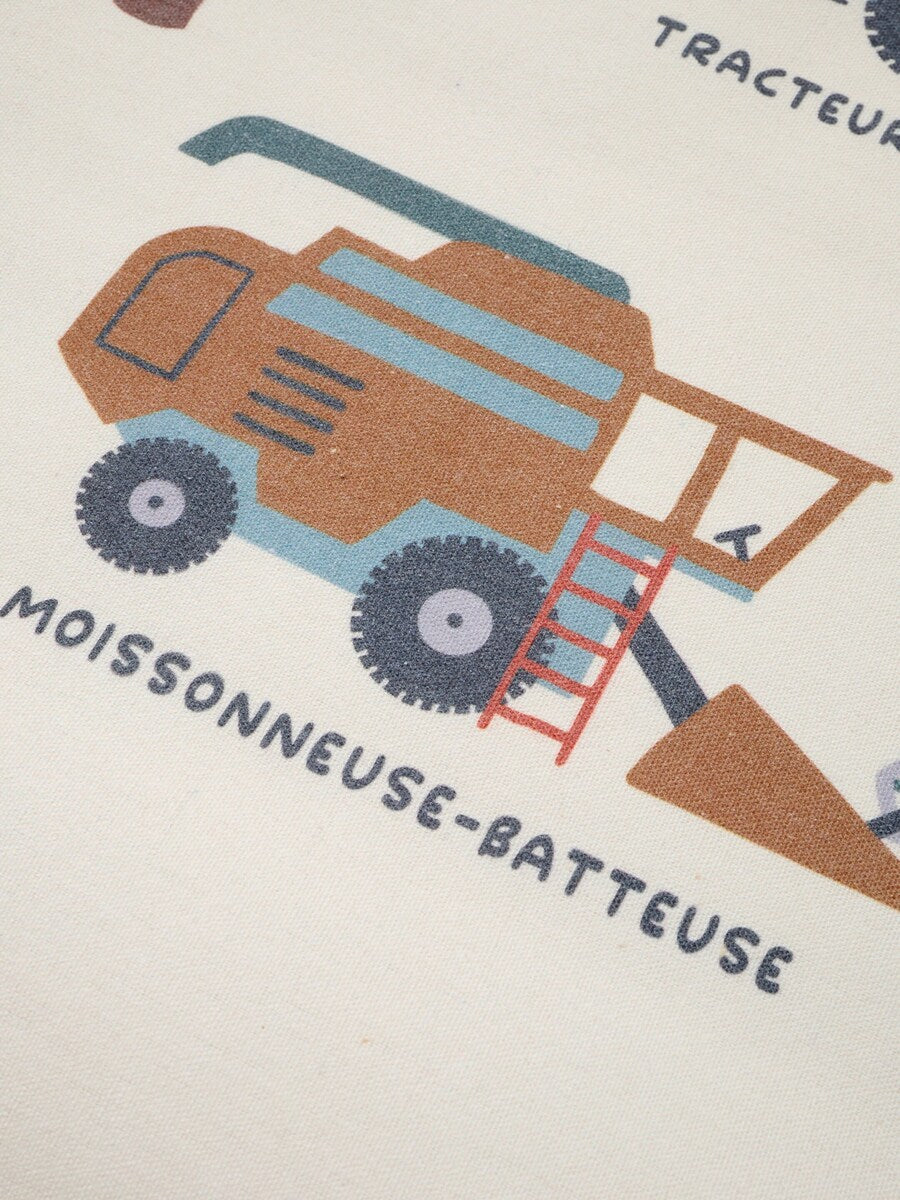 Plakat med gårdskjøretøy til barnerom 110 x 70 cm bakside