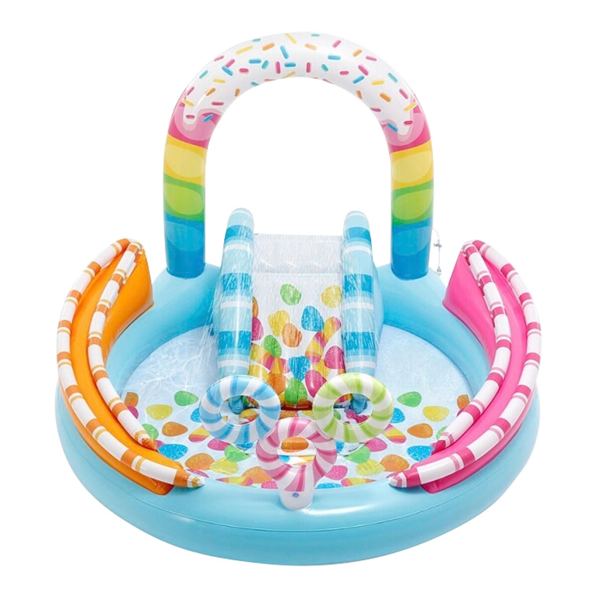 Plaskebasseng Candy Fun lekesenter bakside med ballrutsjebaner